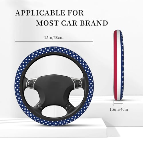 Ameirican Flag USA Patriotic Tactical Star Stripe Striped Car Steering Wheel Cover,Non-Slip Elastic Neoprene-Sweat Car Accessories,Universal 15 Inch Fit Auto, Vans Trucks,Suvs, Truck - color: Ameirican Flag Patriotic