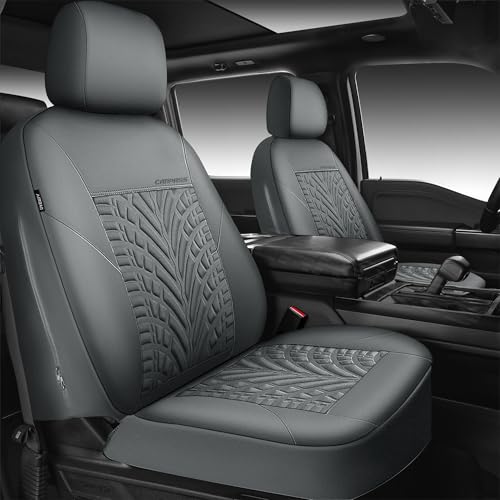 CAR PASS Neoprene Waterproof Seat Covers Full Sets, Wetsuit Car Seat Covers 5 Seats Universal Fit for Vans, Truck, SUV, 3D Tyre Embossed Seat Covers Anti Slip with Armrests, Aibag Compatible(All Gray) - color: Pure Gray Neoprene, size: Full sets