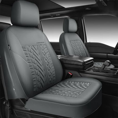 CAR PASS Neoprene Waterproof Seat Covers Full Sets, Wetsuit Car Seat Covers 5 Seats Universal Fit for Vans, Truck, SUV, 3D Tyre Embossed Seat Covers Anti Slip with Armrests, Aibag Compatible(All Gray) - color: Pure Gray Neoprene, size: Full sets