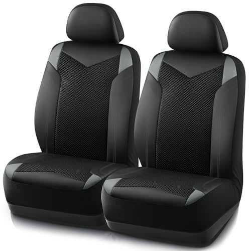 PIC AUTO Car Seat Cover, Super Breathable Mesh Front Seat Cover for Cars, Gray Leather Seat Covers, Universal Fit, Durable, Airbag Compatible, Suitable for SUVs, Trucks, Sedans, and Vehicles - color: Gray