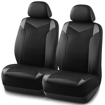PIC AUTO Car Seat Cover, Super Breathable Mesh Front Seat Cover for Cars, Gray Leather Seat Covers, Universal Fit, Durable, Airbag Compatible, Suitable for SUVs, Trucks, Sedans, and Vehicles - color: Gray
