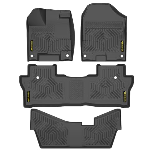PIT66 Floor Mats Compatible with 2016-2022 Honda Pilot 8 Passenger 2017-2021, Not Elite Models (Heavy Duty) TPE 4-Piece Premium,Black alfombras para carro - size: Fit Honda Pilot 2016-2022 | 4PCS