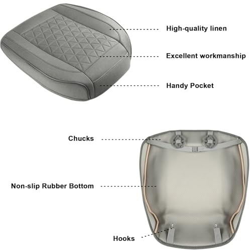 Linen Front Car Seat Cover Protector Anti-Slip Bottom Seat Cover Fits 95% of Vehicles,Wrapping Around The Bottom,Diamond Pattern(Gray-1Pcs) - color: Diamond Pattern-Gray, size: 1 Piece Linen