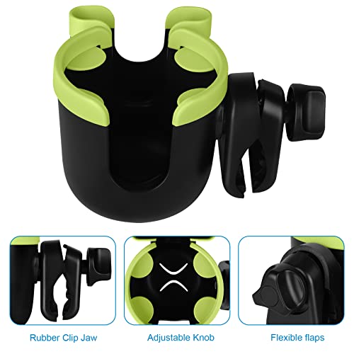 Accmor Stroller Cup Holder with Phone Holder, Bike Cup Holder, Universal Cup Holder for Uppababy Nuna Doona Strollers, 2-in-1 Cup Holder for Walker, Wheelchair, Scooter - color: Mix Green