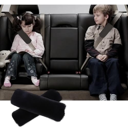 2 Pcs Soft Faux Fur Universal Fit Seat Belt Cover Pad, Seatbelt Cushion, Seatbelt Covers, Seat Belt Covers, Car Seatbelt Cover,Soft Shoulder Seat Belt Pad (Black) - color: Black