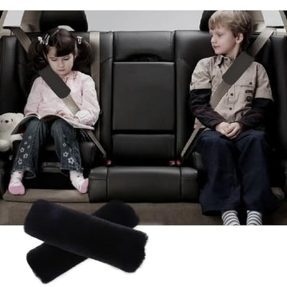 2 Pcs Soft Faux Fur Universal Fit Seat Belt Cover Pad, Seatbelt Cushion, Seatbelt Covers, Seat Belt Covers, Car Seatbelt Cover,Soft Shoulder Seat Belt Pad (Black) - color: Black