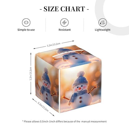 Cute Christmas Snowman Tissue Box Cover Square,Winter Christmas Snowman Tissue Box Holder Waterproof Leather Facial Paper Organizer Dispenser for Bathroom Home Car Nightstand Vanity Desk - color: Color-24
