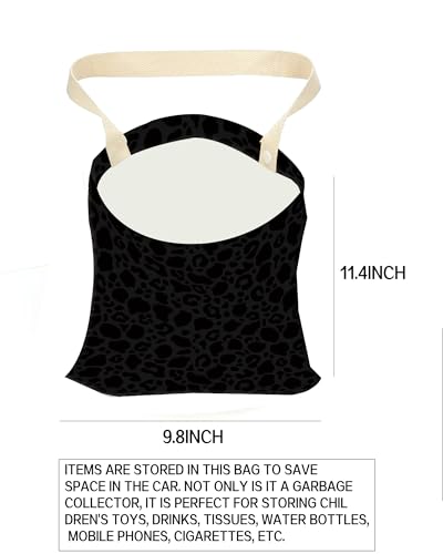 Car Garbage Can, Car Trash Bag, Car Garbage Bag, Hanging Car Trash Can for Car Accessories, Vehicle, Travelling, Camping, Cute Car Back Seat Organizer, Luxury Black Leopard - color: Luxury Black Leopard