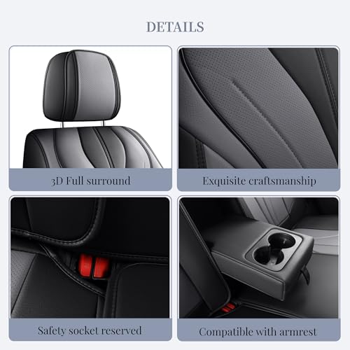 Red Rain Black and Grey Car Seat Cover Universal Leather Car Seat Cover Breathable Auto Seat Cushion Cover 5 Seater (ATM-Black+Gray) - color: ATM-Black+Gray