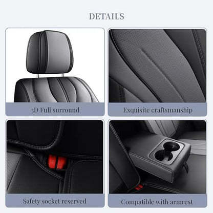Red Rain Black and Grey Car Seat Cover Universal Leather Car Seat Cover Breathable Auto Seat Cushion Cover 5 Seater (ATM-Black+Gray) - color: ATM-Black+Gray
