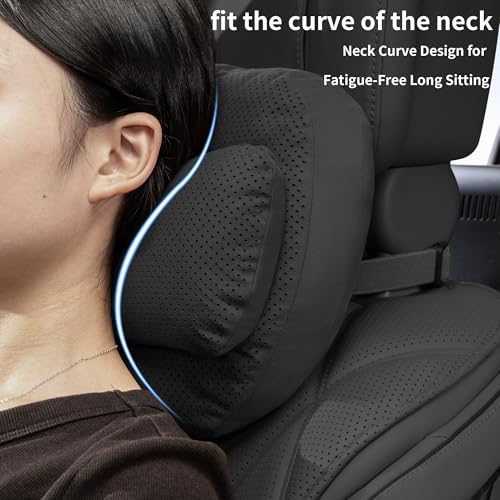2 Pack Car Headrest Pillow for Neck Support, Softness Car Headrest Pillow for Driving with Adjustable Strap, Ergonomic Car Neck Support Pillow for Car Truck Sedan Home Office (Black)