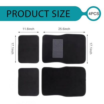 4 PCS Car Carpet Floor Mat, PVC Anti-slip Flame-retardant Car Mats, Breathable Comfort Front & Rear Carpet Mat Set, Universal for Most Cars, SUVs, Trucks (Black)