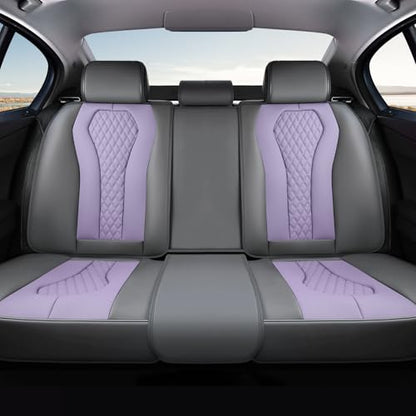 Coverado Car Seat Covers, Back Car Seat Cover, 3-Pieces Leather Seat Cover, Luxury Car Seat Cushion, Luxury Seat Cover Seat Protector Universal Most Cars Trucks SUV - color: Gray/Purple