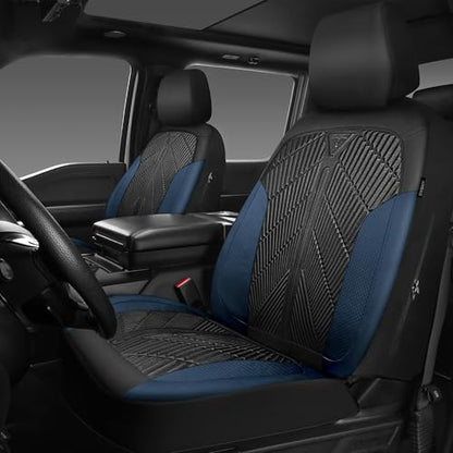 CAR PASS Waterproof Black Blue Car Seat Covers Front Seat Covers Neoprene Wetsuit,All-Weather Non-Slip Durable,Universal Fit for SUV Trucks Automotive,Armrest Airbag Compatible,Emboss Black Blue - color: Black and Blue, size: Two Front