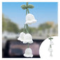 Car Mirror Hanging Accessories, Cute Crochet Suzuran Car Rearview Mirror Charm, Handmade Knitting, Fit for Backpack, Keychain (White)
