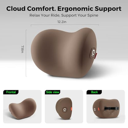 BEBAS Memory Foam Car Headrest Pillow - Breathable Neck Support Pillow for Driving, Universal Fit Cars/SUVs/Tesla/Toyota & Office Chair, Removable Cover (Brown, 4-Season) - color: Brown