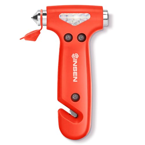 SENSEN Car Window Breaker Seatbelt Cutter, Emergency Escape Tool to Break Glass, Safety Hammer, 3-in-1, Orange - color: Orange, size: 1