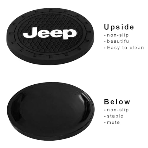 Car Cup Holder Coaster for Jeep Series Recessed Silicone Cupholder Coaster Interior Accessories 2.75in 2Pieces Black - color: Black-a11