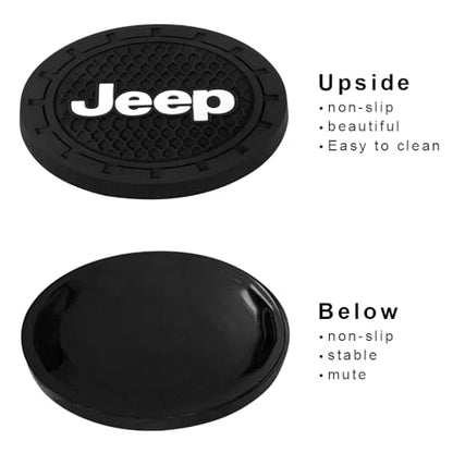 Car Cup Holder Coaster for Jeep Series Recessed Silicone Cupholder Coaster Interior Accessories 2.75in 2Pieces Black - color: Black-a11