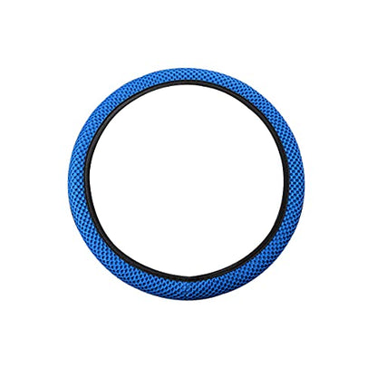 Elastic Stretch Steering Wheel Cover, Universal 15 Inch Automotive Steering Wheel Cover, Microfiber Breathable Ice Silk, Anti-Slip, Odorless, Easy Carry,Warm in Winter and Cool in Summer (Blue) - color: Blue