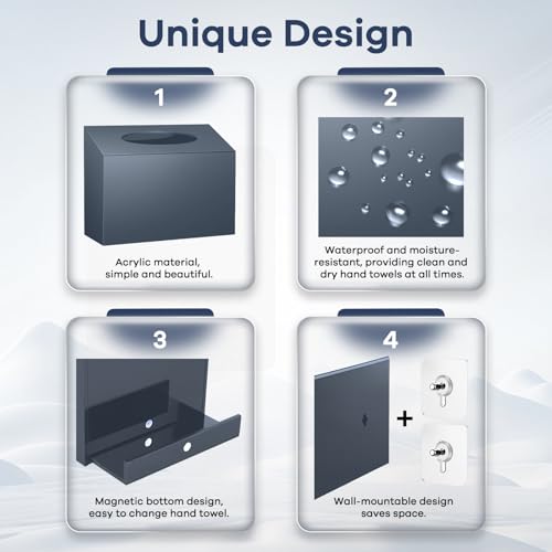 Acrylic Hand Towel Box Cover Compatible with Kleenex Disposable Hand Towels Wall-Mounted Paper Towel Dispenser Suitable for Tabletop, Bathroom, Car, and Office Use Valentine's Day Gifts (Grey) - color: Grey