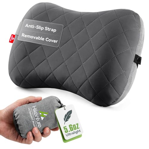 Hikenture Camping Pillow with Removable Cover - Ultralight Inflatable Pillow for Neck Lumbar Support - Upgrade Backpacking Pillow - Washable Travel Air Pillows for Camping, Hiking, Backpacking