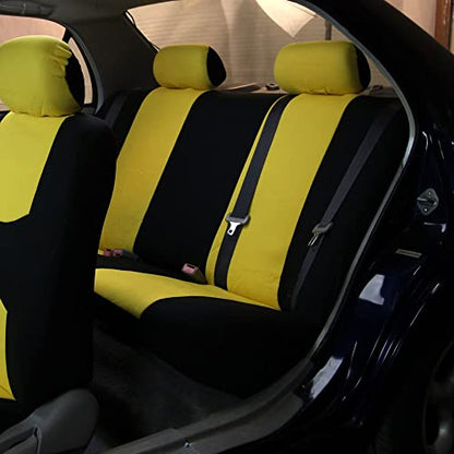 FH Group Flat Cloth Full Set Car Seat Covers Three Row 7 Seater - Universal Fit for Cars, Trucks & SUVs Yellow - color: Yellow