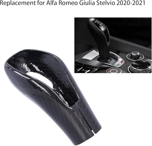 Gear Shifter Knob,Shift Knobs,Car Gear Shift Knob Head Cover Sticker Trim, Carbon Fiber Car Shifter Cover Gear Shifting Lever Knob Cover for Giulia Stelvio 2020‑2021