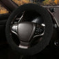 Fuzzy Warm Steering Wheel Cover for Winter, Soft Fleece Steering Wheel Cover for Women Men with Upgraded Silicone Inner Ring and Plush, Anti-Slip, Odorless Car Interior, Universal 14.5-15 Inch (Black)