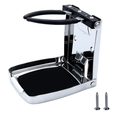 304 Stainless Steel Adjustable Folding Cup Holders,Boat Drink Cup Holder,Folding Wall Car Desk Cup Holder for Trucks,RVs,Vans,Boats,Campers,Caravans(1 Pack) - style: Silver 1Pack