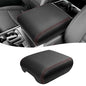 Center Console Cover for 2021-2026 Ford F150 Accessories, Vinyl Leather Middle Armrest Cusion Protector, Anti-Scratch, Black Red Stitches, Bucket Seat Only(not for Work Station) - size: Bucket Seat, 2021-2026 F150, red stitch