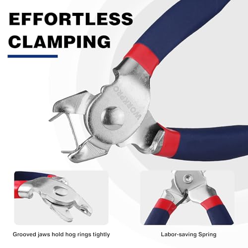 WORKPRO Bent Hog Ring Pliers with 500 Pcs 3/4" Hog Rings, Galvanized Steel Hog Rings Perfect for Furniture Upholstery, Auto Upholstery, Plastic Meat & Sausage Casings - style: Bent Hog Ring Pliers Set