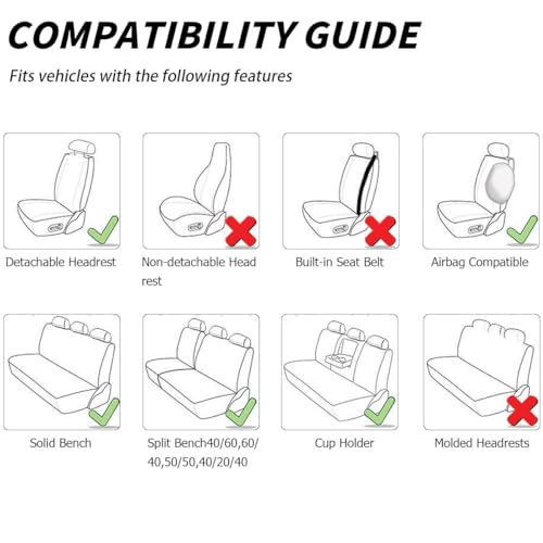 BESULEN Car Seat Covers, Waterproof Durable Automotive Seat Cover for Women Men, 5 Seats Full Set Front and Back Rear Seat Protector with Backrest, Universal for SUV, Truck, RV and More（Red）