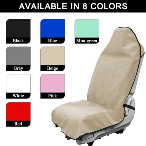 DXNQ 2PCS Car Towel Seat Cover, Waterproof Sweating Non-Slip Premium Soft Towel Carseat Protector, Universal Machine Washable Car Truck SUV Front Seat Cover for Gym Workout Beach Hiking (Beige) - color: Beige, 2pcs, Front