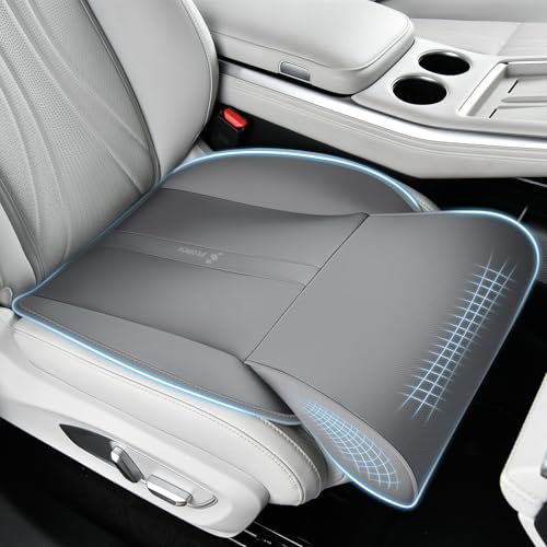 Car Seat Extender Leg Support Cushion for Driver Seats Office Chair, Leather Memory Foam Widened seat Cushion for Long Drivers Universal Car Seat Cushion Legs Rest Pads-Light Grey