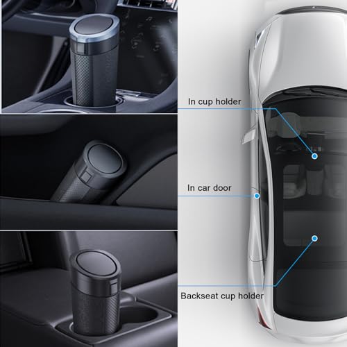 Car Trash Can with Lid, 2 Packs Leakproof Vehicle Garbage Bin, Compact Cup Holder Design, Includes 40 Trash Bags, Ideal for Car, Truck, Home, Office, Front & Back Seat Organizers (2-pack Black) - color: 2-pack Black