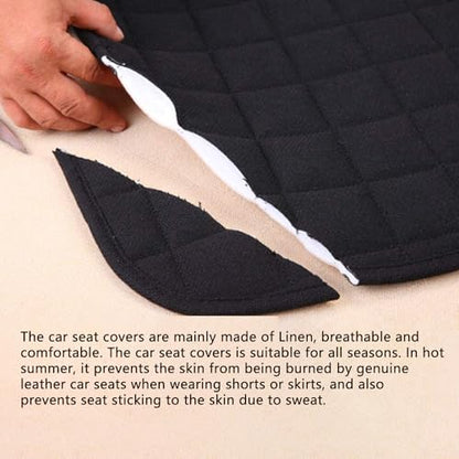 Linen Seat Cover for Car,Bottom Seat Covers for Trucks,Car Seat Pad,Seat Cushion Breathable Ventilated Front Seat Only[Black] - color: W-Black