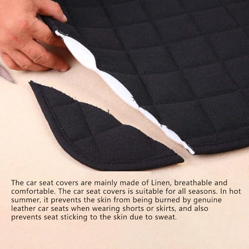 Car Seat Cover,2 Pack Linen Bottom Seat Covers for Trucks, Car Seat Pad,Car Seat Cushion Breathable Ventilated Front Seat Only[Black Front Seat] - color: 2 Pack Black