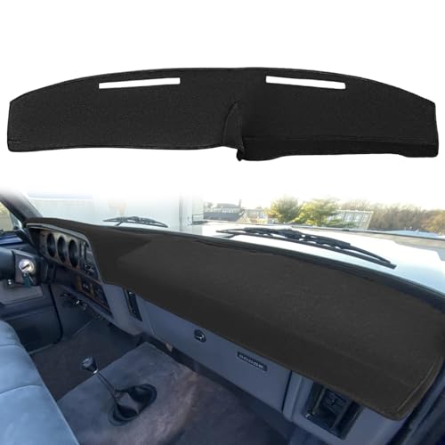 Yiz Dash Cover Mat Custom Fit for Dodge Ramcharger D/W Series Power Ram Wagon Pickup Truck/Plymouth Trailduster Trail Duster Dashboard Cover Pad Carpet (Black) J188 - color: Black