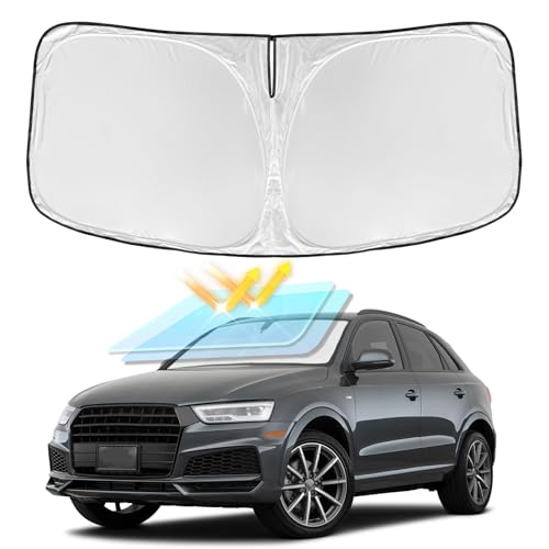 for Audi Q3 2019-2025 2026 Windshield Sun Shade - 4 Layers Car Sunshades for Front Windows Shade Cover Custom Fit Q3 Sun Visor 250T Retractable Shade Blocks UV Rays Car Accessories - size: for Audi Q3 2019-2026