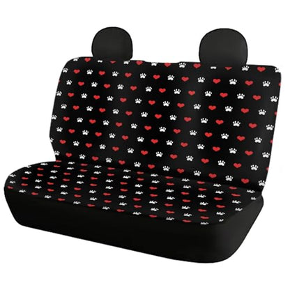 Howilath 4-Piece Dog Paw Love Car Seat Cushion Cover Universal Fit Front Back Seat Cushion Protectors Auto Accessories, Easy to Install - color: Dog Paw Love