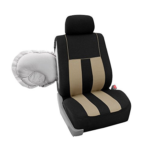 FH Group Three Row 7 Seater Striking Striped Full Set Car Seat Covers, Airbag Compatible & Split Ready – Universal Fit for Cars Trucks & SUVs Purple