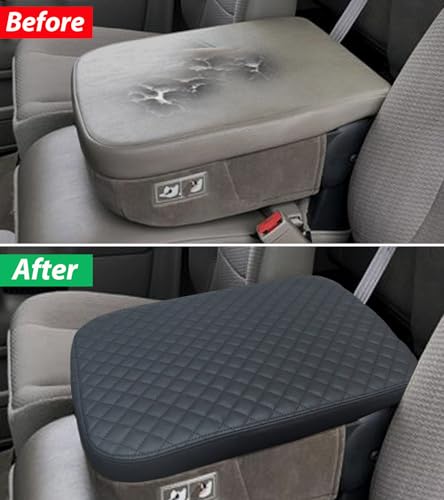 Zxiaochun Center Console Cover Compatible with 2002-2012 Dodge Ram 1500 2500 3500 Jump Seat Console, Armrest Lid Leather Protective Covering (Black) - color: Black Leather