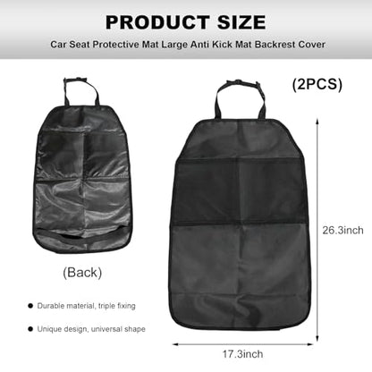 2PCS Back Seat Protector for Car, Extra Large Kick Mat Seat Back Cover with 2 Storage Pockets, Automotive Backseat Organizer Waterproof Protective Cover for Kids Pets
