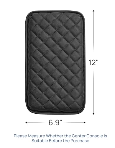 JOYTUTUS Universal Center Console Cover, Leather Arm Rest Covers Armrest Cover for Car, Middle Console Cover Lid, Car Arm Rest Cushion Pad for Most Vehicle, SUV, Car, Sedan, Car Black Accessories