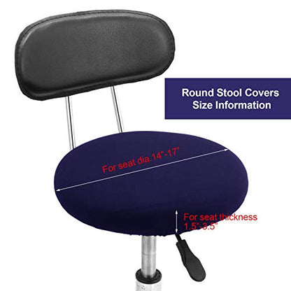 Tatuo Round Bar Stool Seat Covers Washable Stool Cushion Slipcover Elastic Bar Chair Covers for 14-17 Inch Chair (Navy Blue, 4 Pieces) - color: Navy Blue