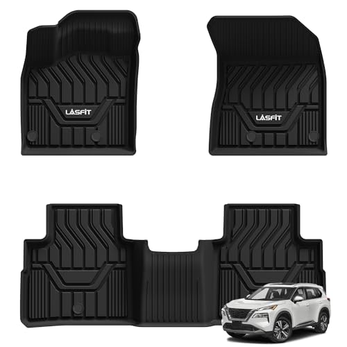 LASFIT Floor Mats for Nissan Rogue 2021-2026 (Not Fit Rogue Sport), Custom Fit All Weather Protection Durable TPE Floor Liners for Nissan Rogue S/SV/SL/Platinum 2021-2026 1st & 2nd Row Car Mats, Black - size: 1)For Nissan Rogue | 2021-2026