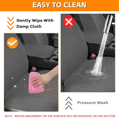 Seat Cover Compatible with 2013-2018 Dodge Ram & 2019-2022 Classic Ram Crew Cab, Neoprene Durability Truck Seat Cover, ONLY Fit Full Bench Rear Seat Without Armrest, NOT for 60/40 Seat - color: Gray, size: 2013-2022 Ram 1500/2500 Front & Rear