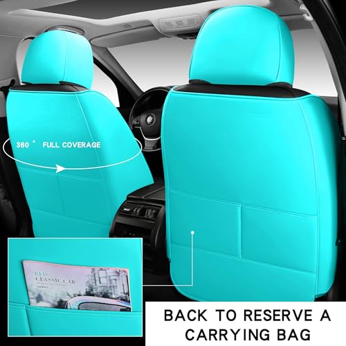INZU Cute Rabbit Comfortable Leather Auto Car Seat Covers Front & Rear Seat Protector Fit Sedan SUV 5 Seats Full Set Universal Fit (Black & Green) - color: Black & Green