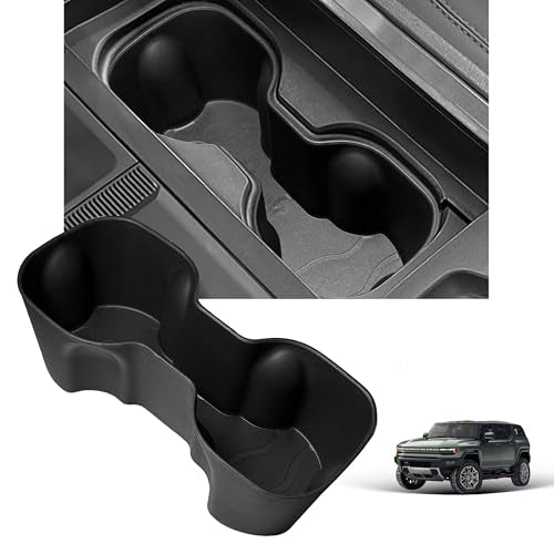 Cup Holder Insert for GMC Hummer EV 2026 2025 2024 2023 2022 Accessories Center Console Silicone Cup Holder Drink Bottle Holder Organizer Non-Slip Interior Decoration for Hummer EV SUV Black - size: for GMC Hummer EV 2022-2026
